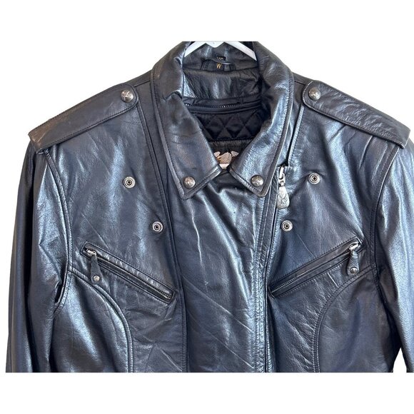 Harley Davidson Embroidered Women's Leather Motorcycle Jacket Black Size XS - Picture 5 of 9